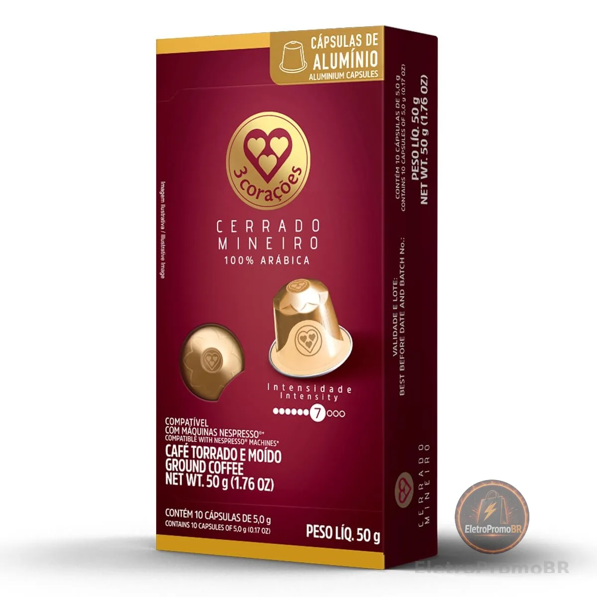 3 Corações Cápsulas de Café Cerrado Mineiro, Compatíveis com Nespresso, contém 10 cápsulas