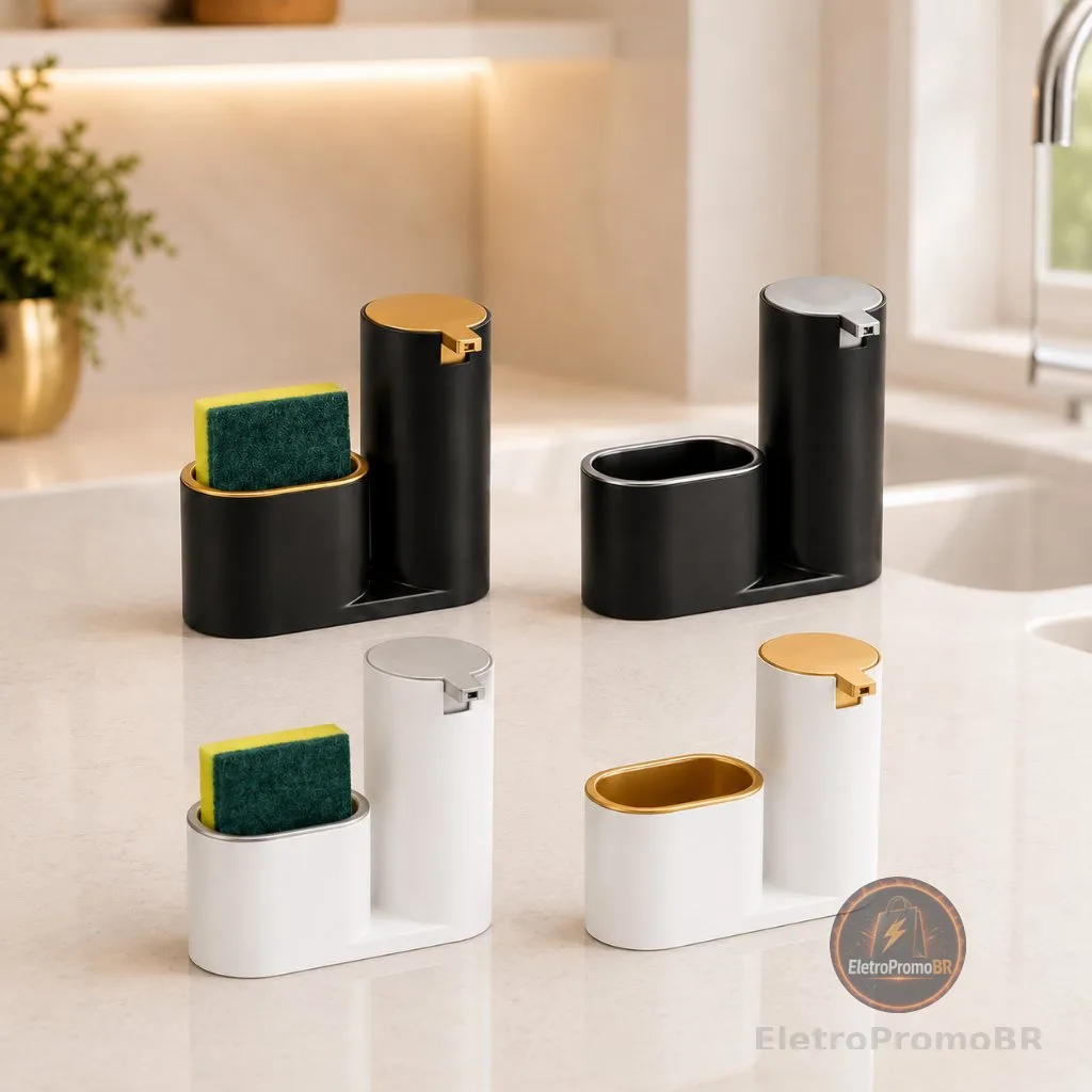 Dispenser Porta Detergente e Bucha Luxo Cozinha