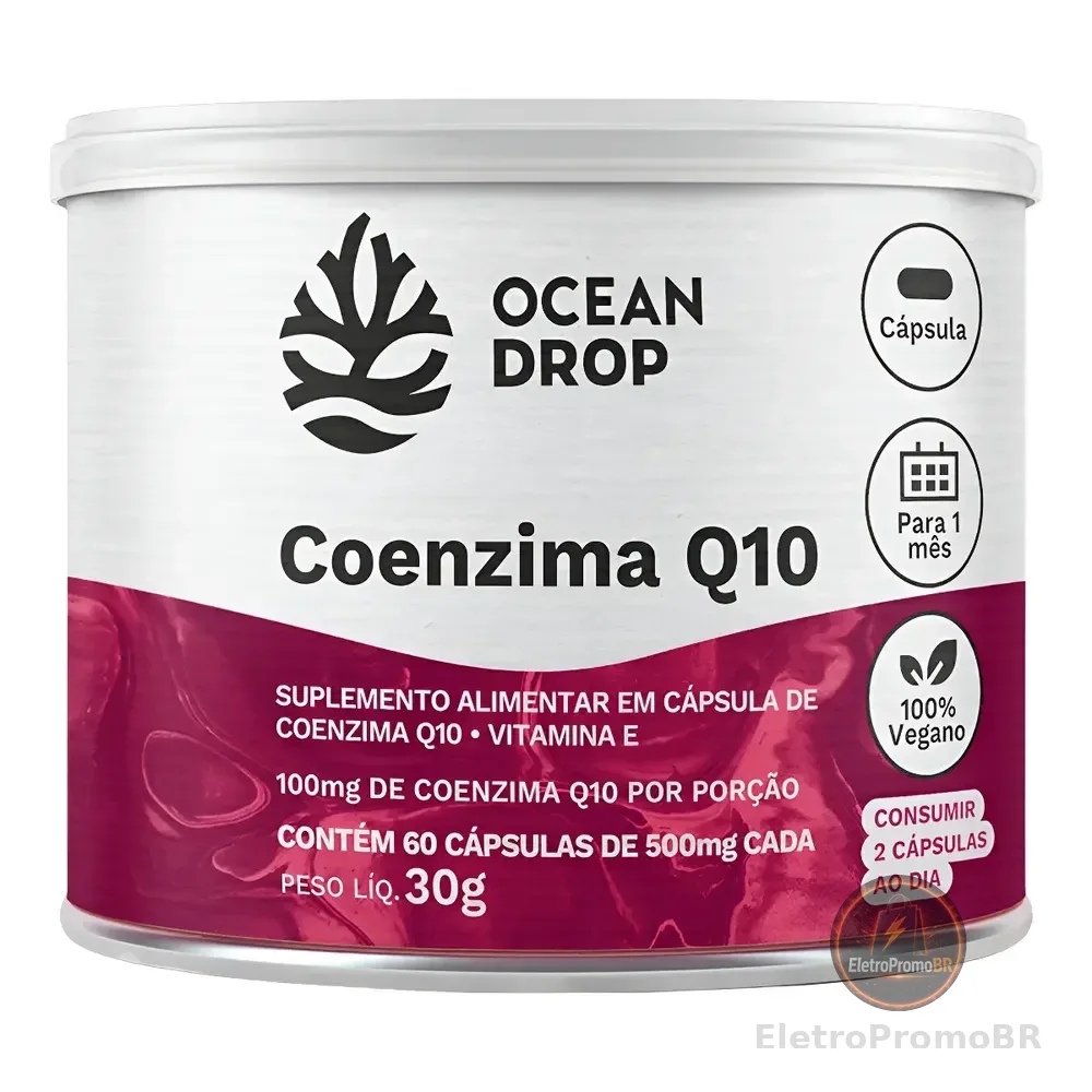 Coenzima Q10 Ocean Drop Coq10 Vitamina E Lipossolúvel Coq10 60 Cápsulas