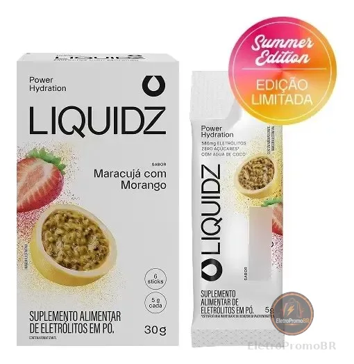 LIQUIDZ® Eletrólitos Zero Açúcar Maracujá E Morango 6 Sachês