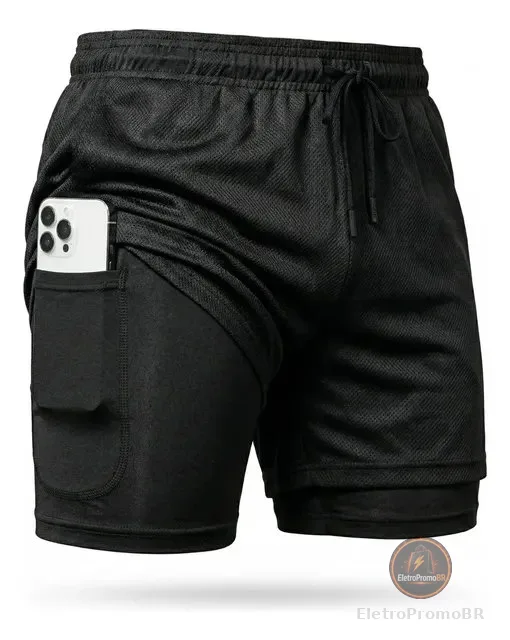 Shorts Dry Fit 2 Em 1 Masculino Térmico Compressão Corrida