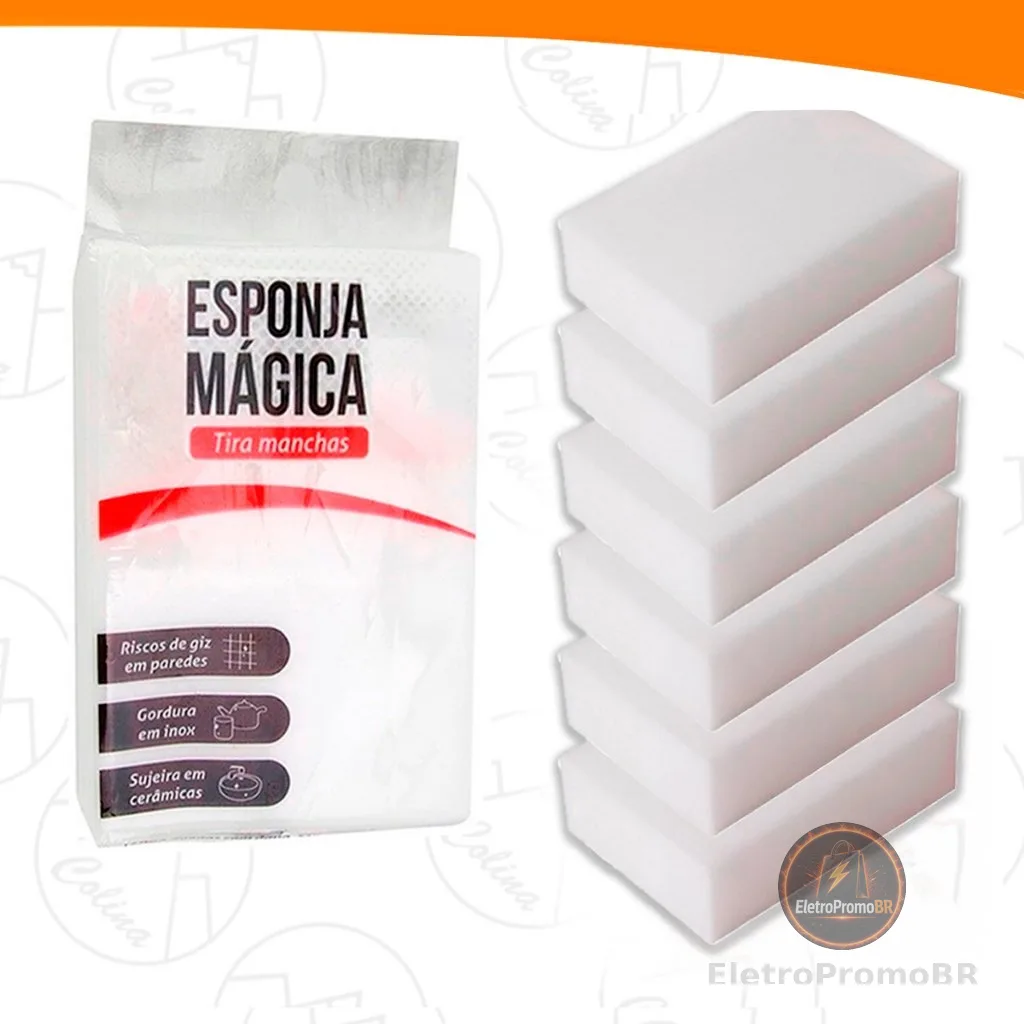 Kits até 20 Esponja Mágica de Melamina Tira Manchas Riscos Mágica Branca Multiuso