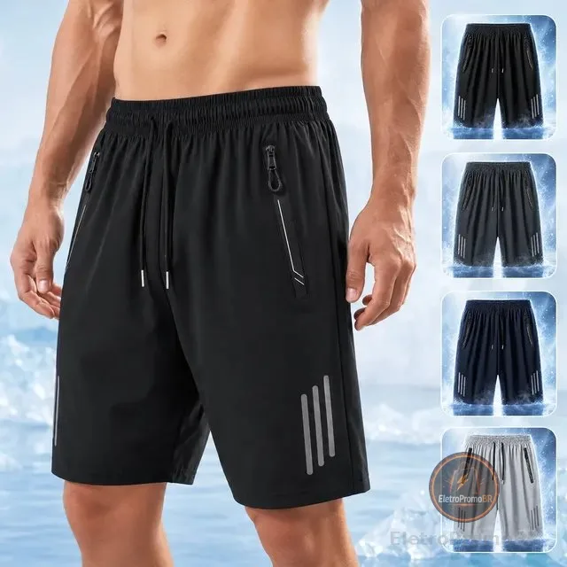Short Masculino Bermuda Secagem Dry Zip Bolsos Academia