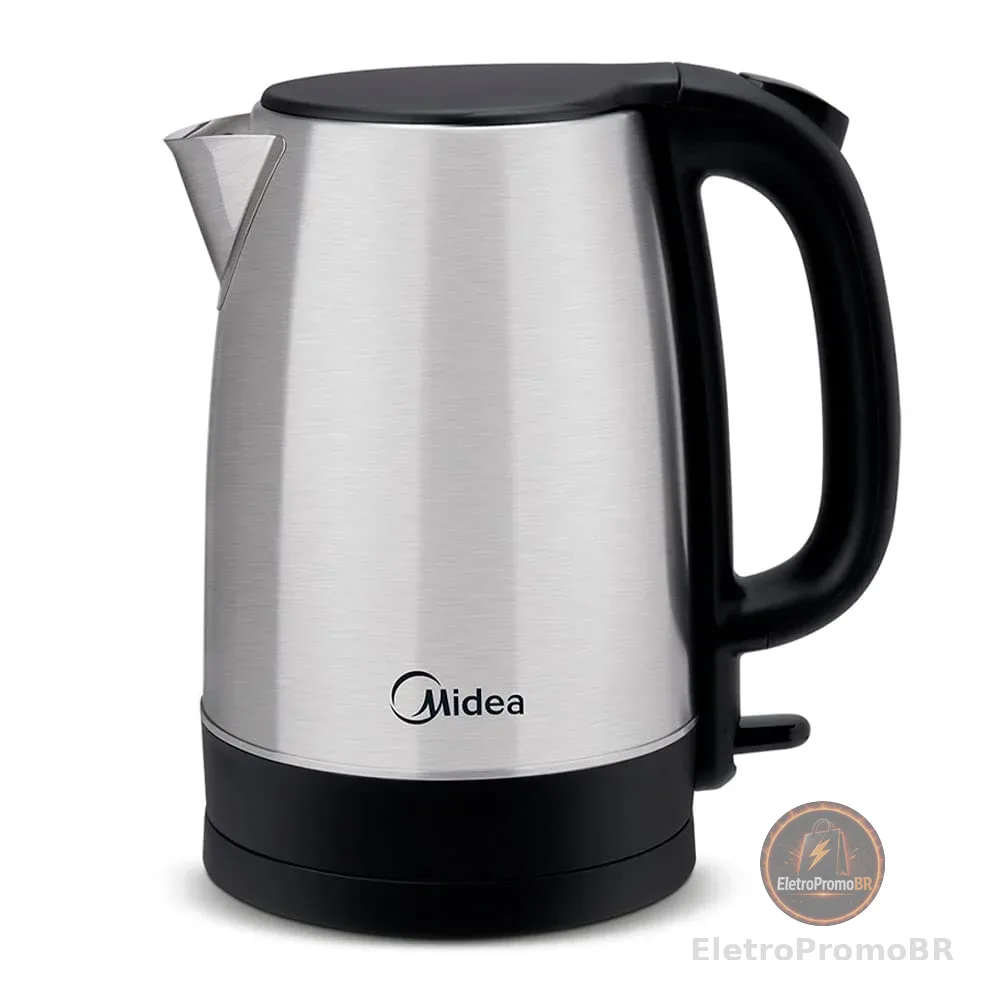 Chaleira Elétrica Inox Midea 1,7 Litros, Potência: 1.850W com desligamento automático, Base Giratória em 360 °, 110 Volts/60Hz - EKA20X1