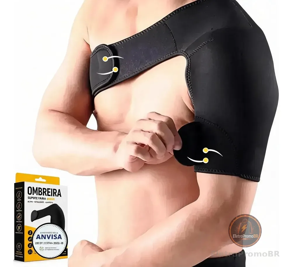 Ombreira Ortopédica Suporte Ombro Neoprene Ajustável Premium Preto Único