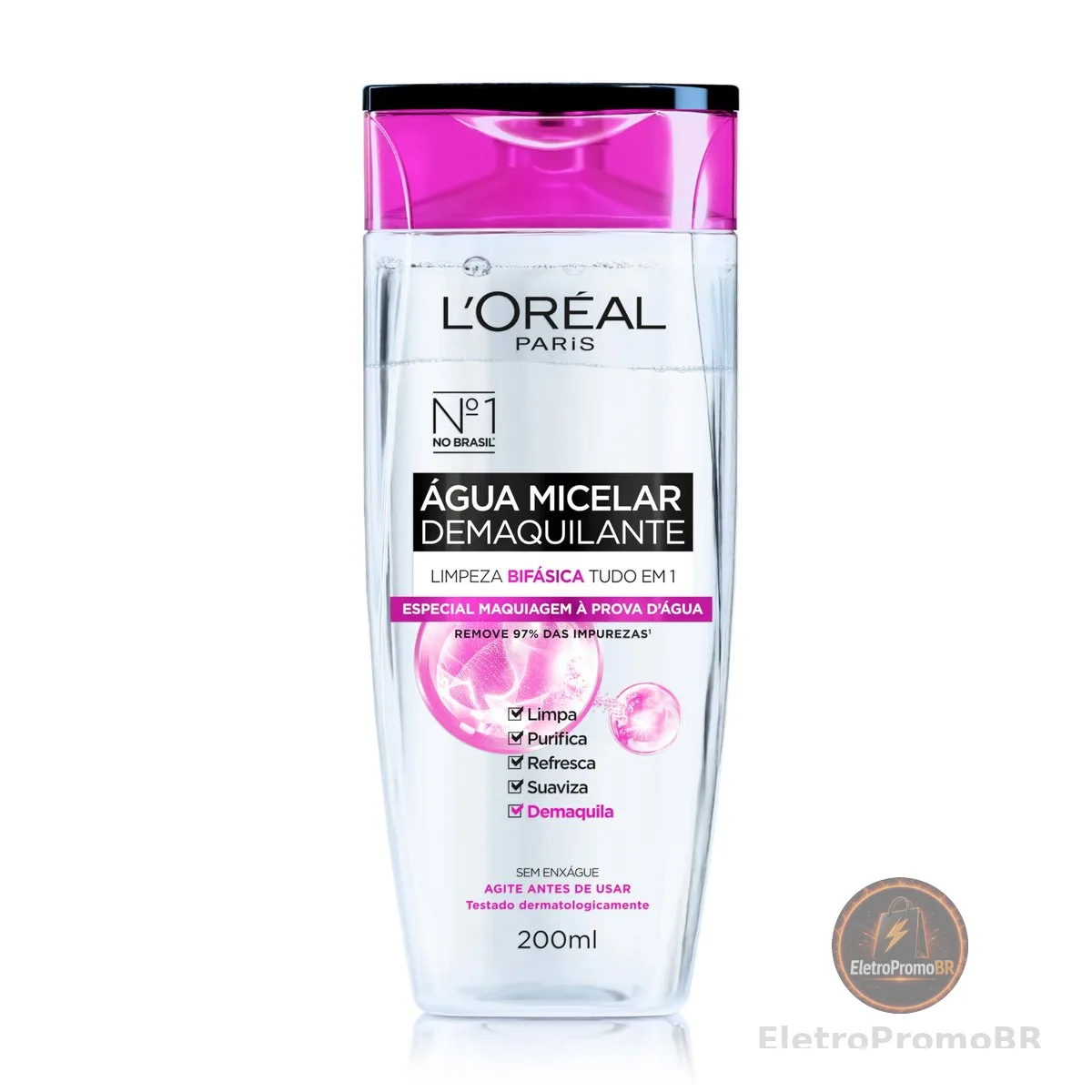 Água Micelar Bifásica L'Oréal Paris Solução de Limpeza 5 em 1, 200ml