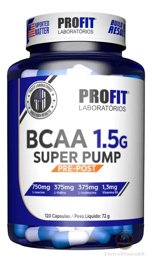 Bcaa Aminoácido 1.5g Super Pump 120caps - Profit Labs Sabor Sem sabor