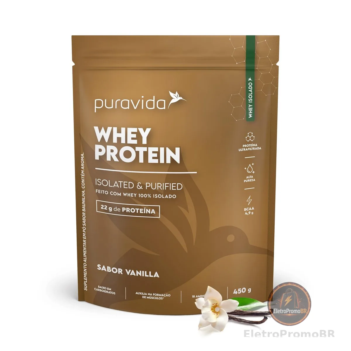 Puravida Proteínas Whey Protein Isolado Vanilla 450g