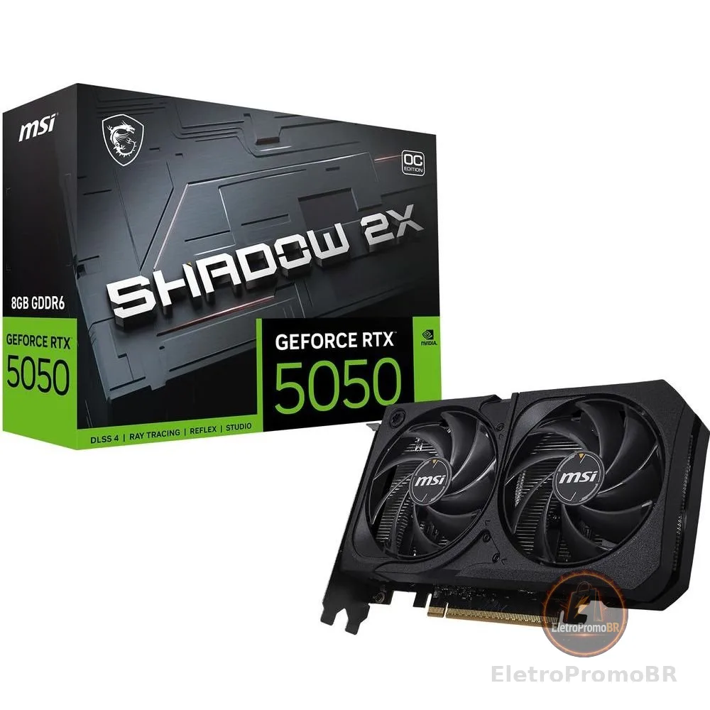 Placa de Vídeo NVIDIA GeForce MSI RTX5050 8GB Shadow 2X OC GDRR6 128 Bits - 912-V538