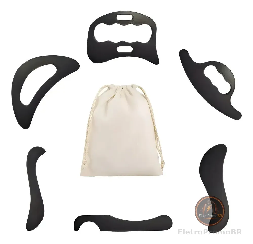 Liberação Miofascial Kit Completo 6 Instrumentos De Massagem Preto