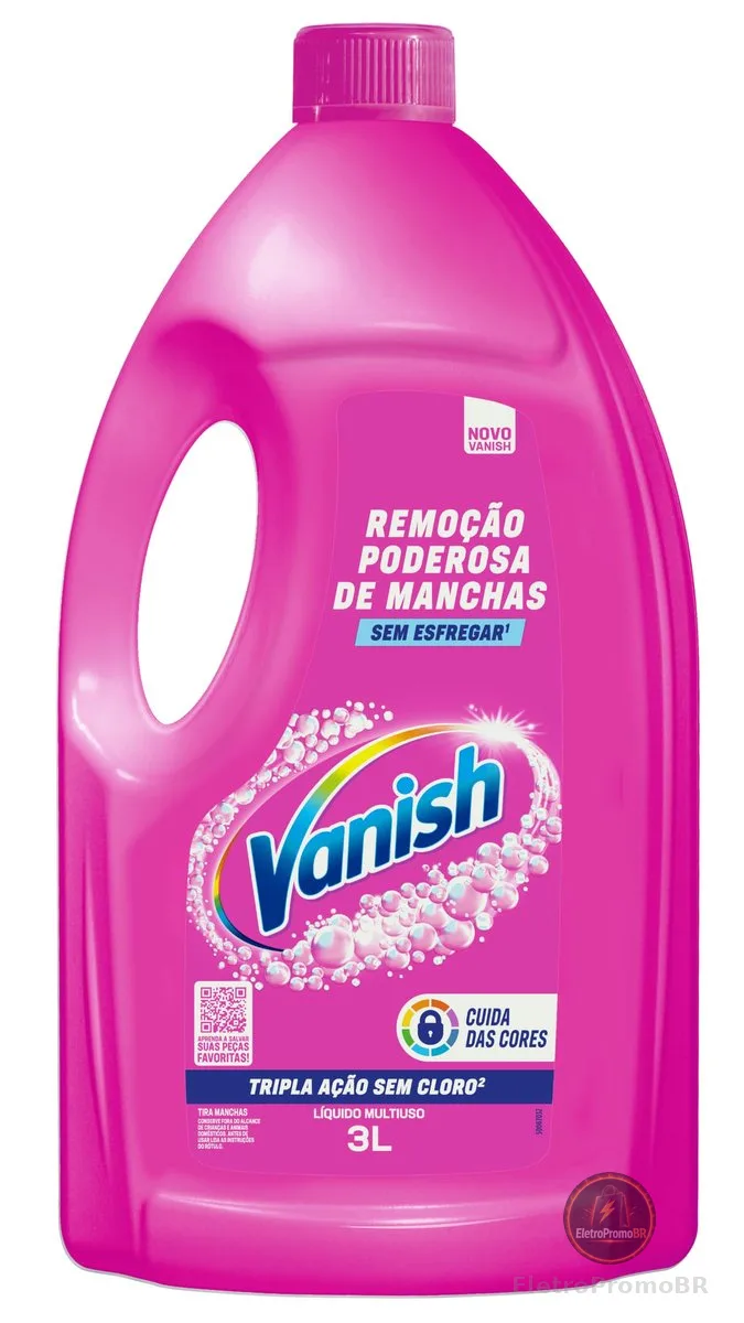 Tira Manchas Líquido Vanish Oxi Action Pink 3L para Roupas Coloridas. Sem Cloro, Remove Manchas sem Danificar o Tecido, Preserva as Cores e Deixa as Roupas com Aparência de Nova