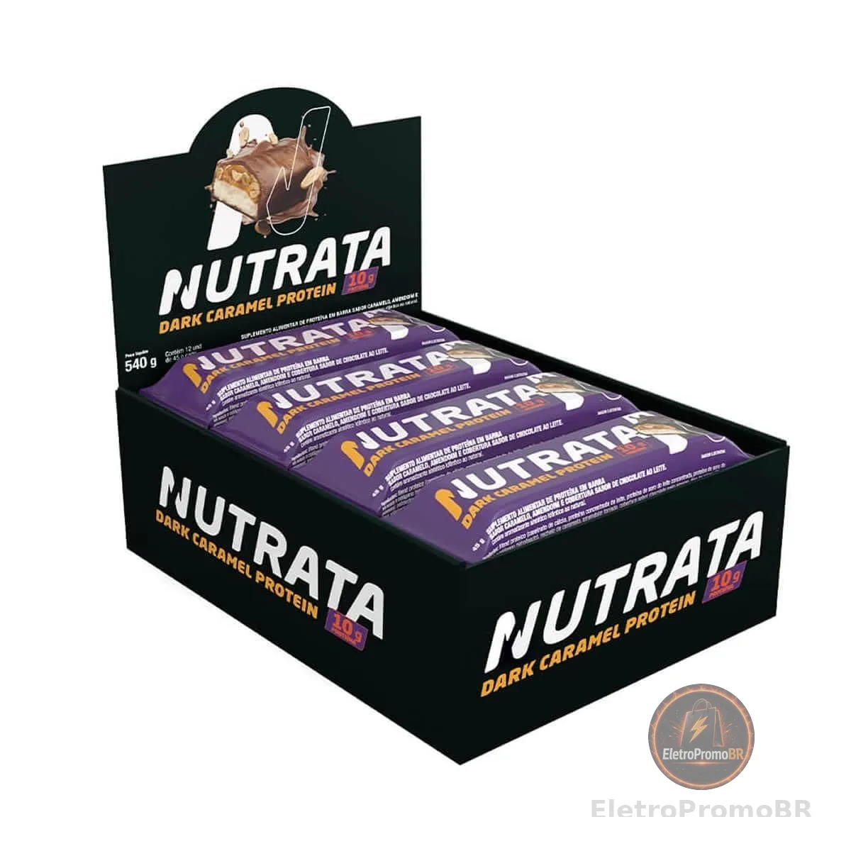 Nutrata Caramel Protein Display (12 unid. 45g), Dark Caramel, Nutrata
