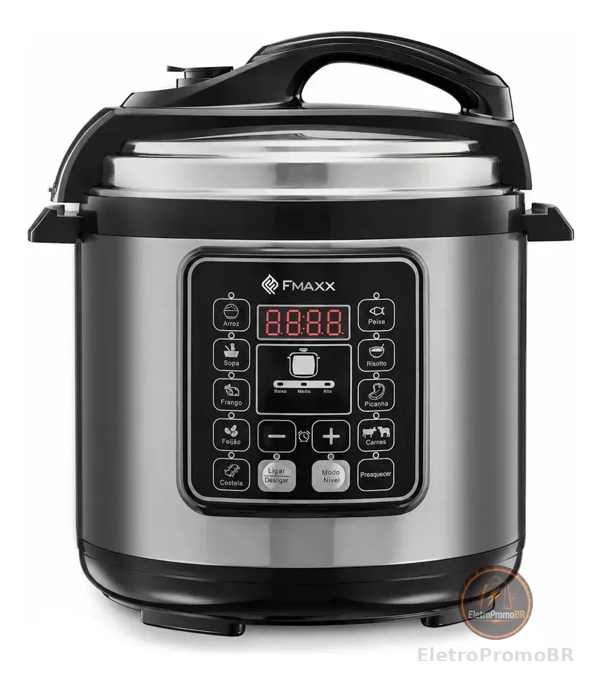 Panela De Pressão Elétrica Digital 6l, Fmaxx, Inox 1000w
