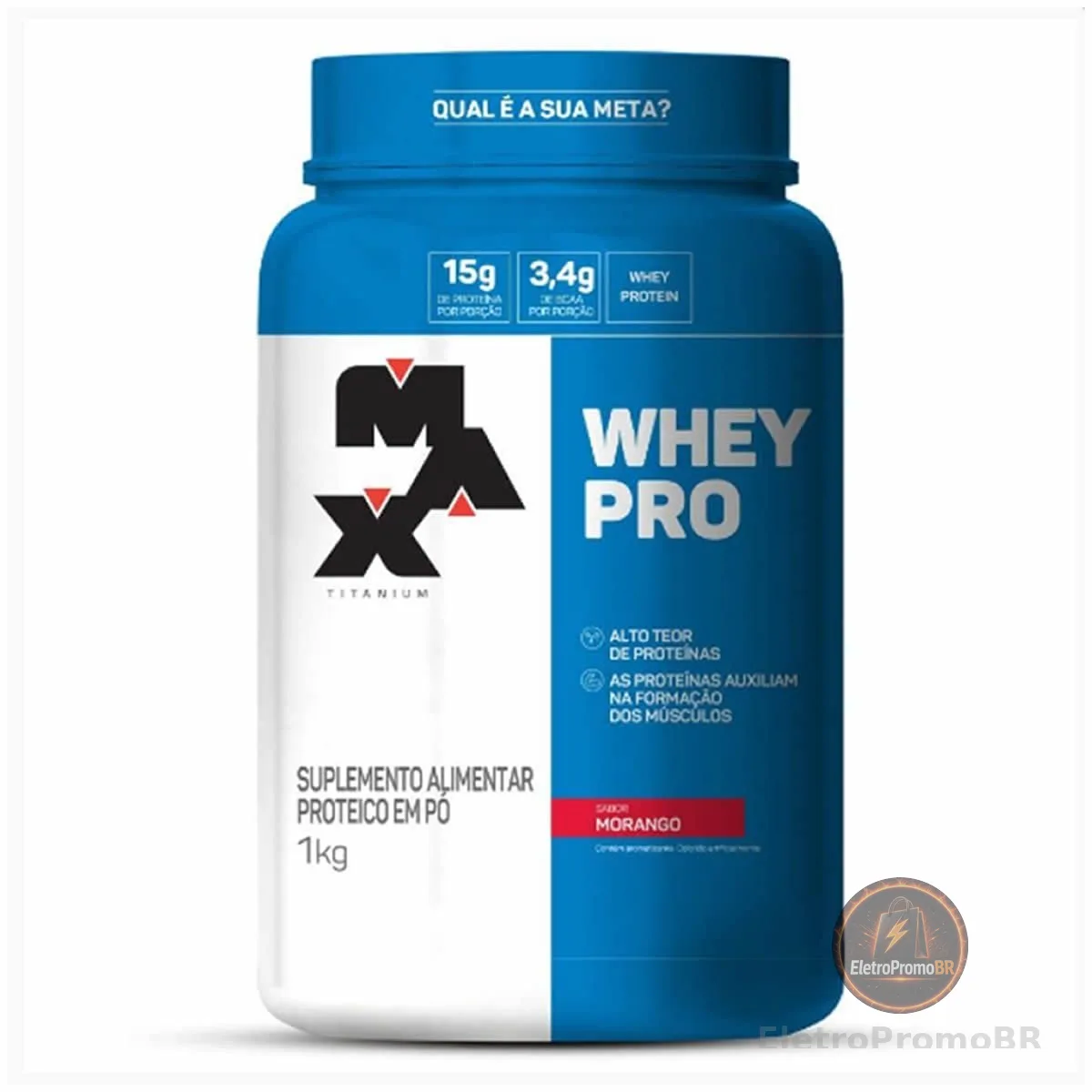 Whey Pro Pote (1kg) - Sabor Morango, Max Titanium