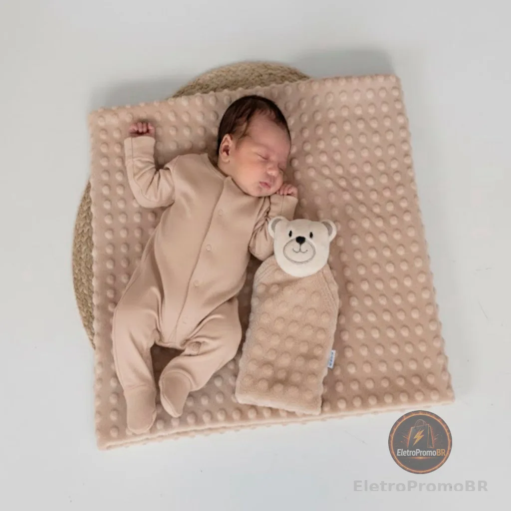 Manta Cobertor de Bebê c/ Naninha Para Menina Menino Infantil Mantinha Premium 02 Peças