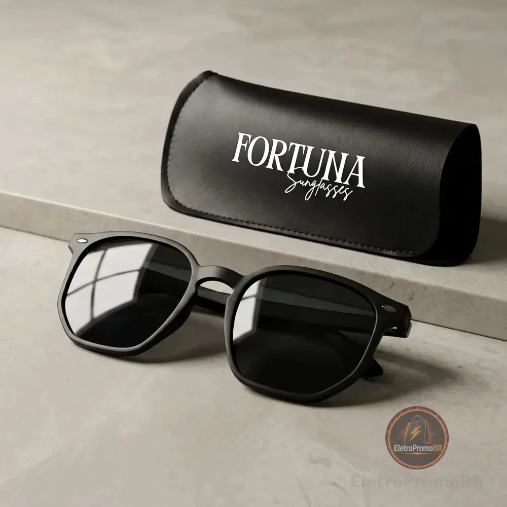 Óculos De Sol Hexagonal Masculino Premium Uv400 Flexivel Preto Fosco Preto