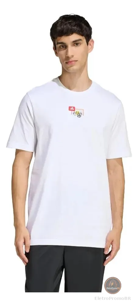 Camiseta Bordado Pequeno Estampa Futebol adidas Branco / White M