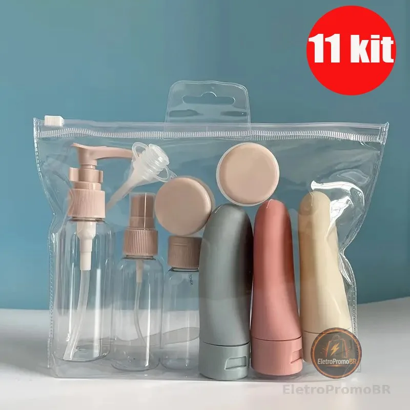 Kit 11 De Frascos Para Viagem Conjunto Multifuncional Peças Creme Cosméticos Viagem -S1
