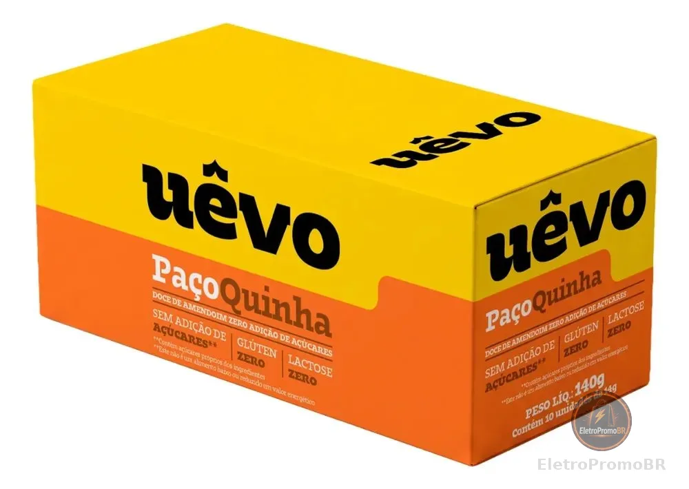 Paçoca Proteica Display Com 10 Unidades De 14g Uêvo Tradicional