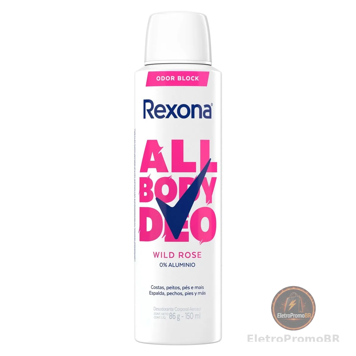 Rexona All Body, Desodorante Corporal Aerossol, Para o Corpo Todo, Wild Rose 150ml