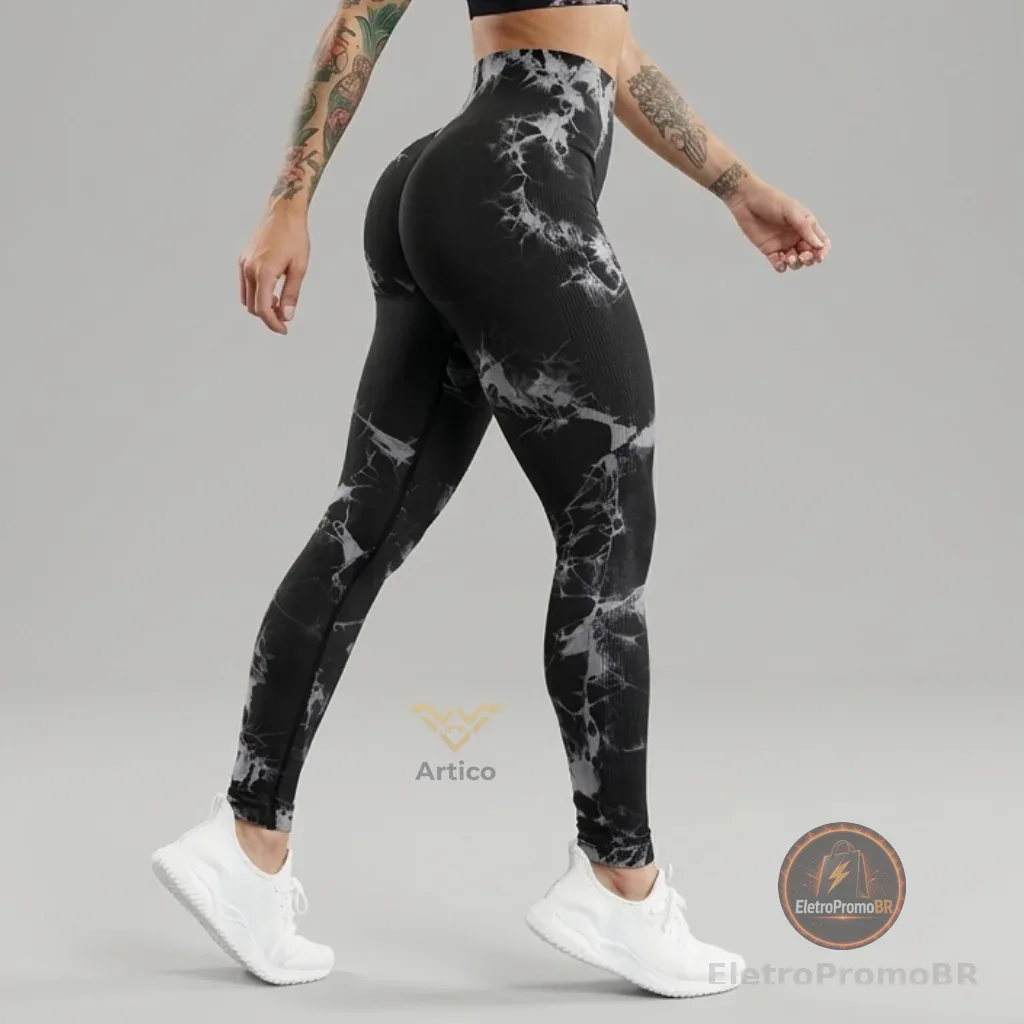 Calça Legging Tie Dye Esportiva Academia Levanta Empina Bumbum Sem Costura