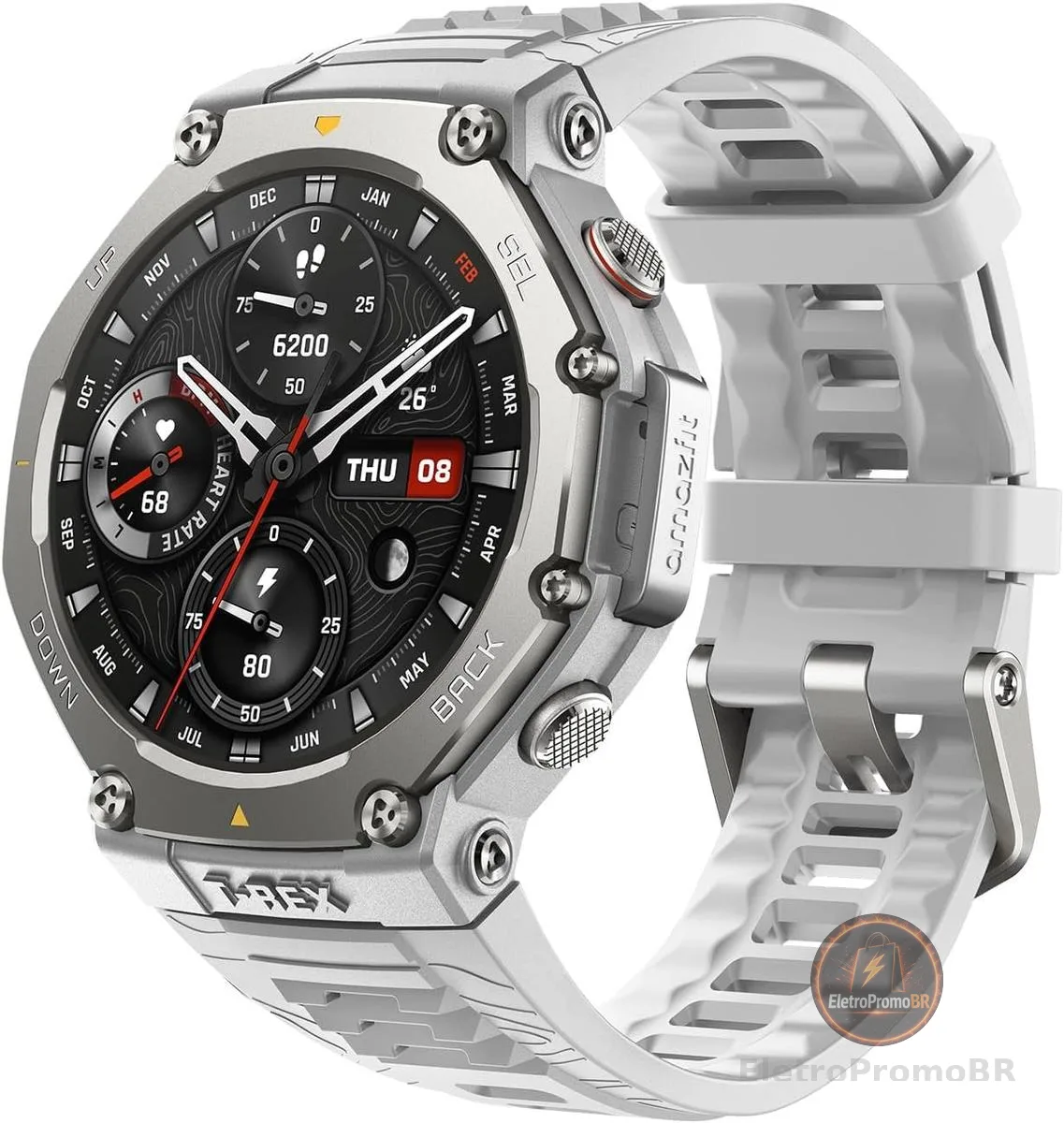 Relógio inteligente T-Rex 3 with 48mm, GPS (with Privacy), Mapas Offline, Long Battery Life,328 Feet Water-Resistant, 170 Modos Fitness/Sport, AI, Voice Control, para Android ou iOS (Trex 3 Grey)