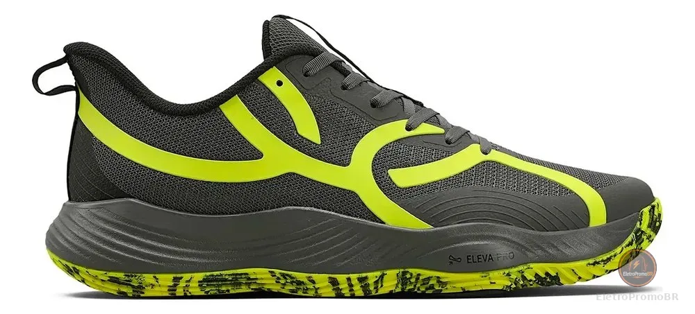 Tênis Olympikus Quadra2 Masculino Leve Confortável Esportivo Cinza/amarelo Liso 43 Br
