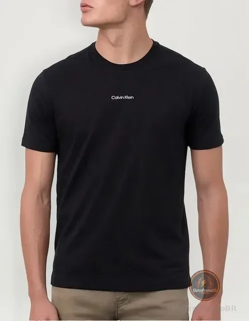 Camiseta Calvin Klein Masculina Flame Front Logo Preta