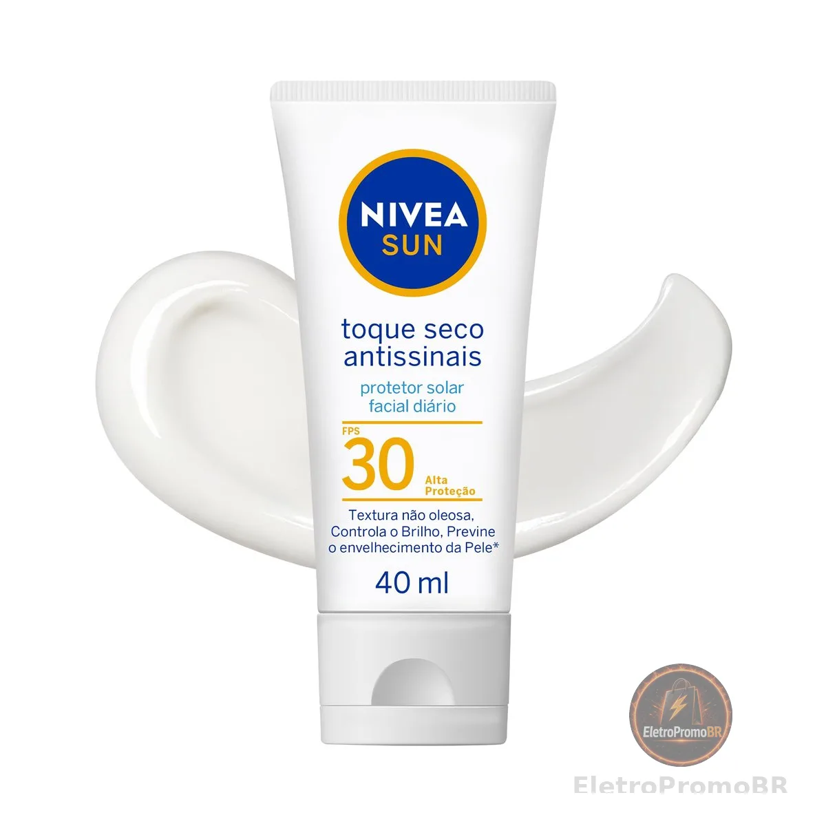 NIVEA SUN Protetor Solar Facial Toque Seco Antissinais FPS30 40ml, Alta Proteção UVA/UVB, Controla a Oleosidade, Previne Envelhecimento, Textura Leve