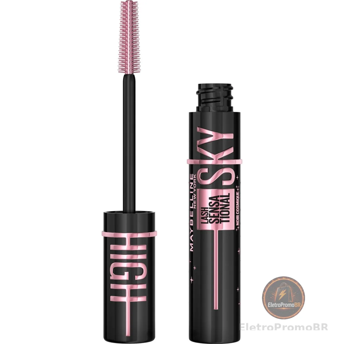 Maybelline NY Lash Sensational Sky High Cosmic Black, Máscara de Cílios Lavável com Extrato de Bambu e Escova Flexível para Alongamento Sem Limites, Pigmento Preto Intenso, Edição Especial, 7,2ml