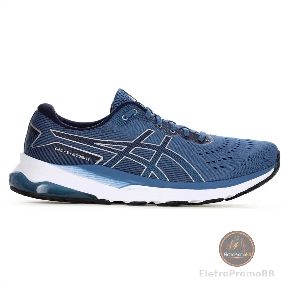 Tênis Asics Caminhada Treino Equilibrio Leve Academia Macio Azul 42 Br