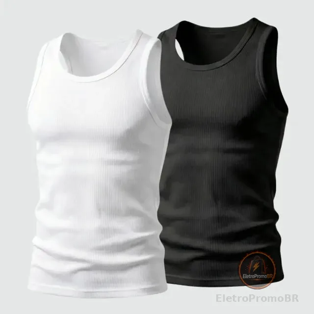 Kit 2 Regata Masculina Verão Treino Canelada Americana Slim