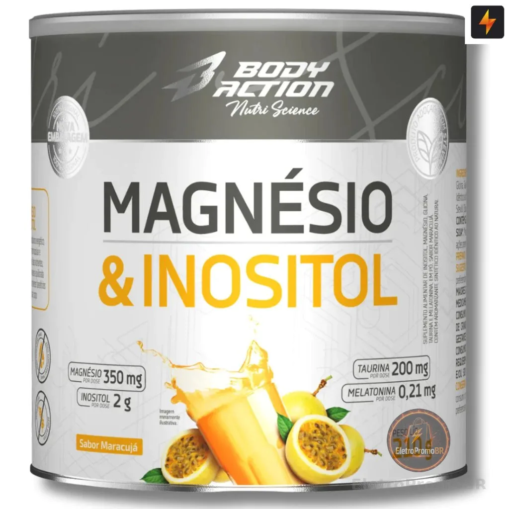 Magnésio e Inositol 210g Melatonina 0,21mg Body Action - Original