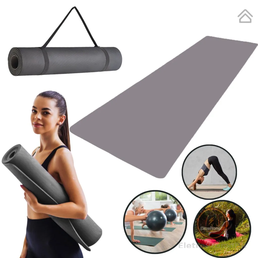 Tapete Yoga Mat Colchonete Tatame 1,70mx55cmx5mm Exercício em Casa