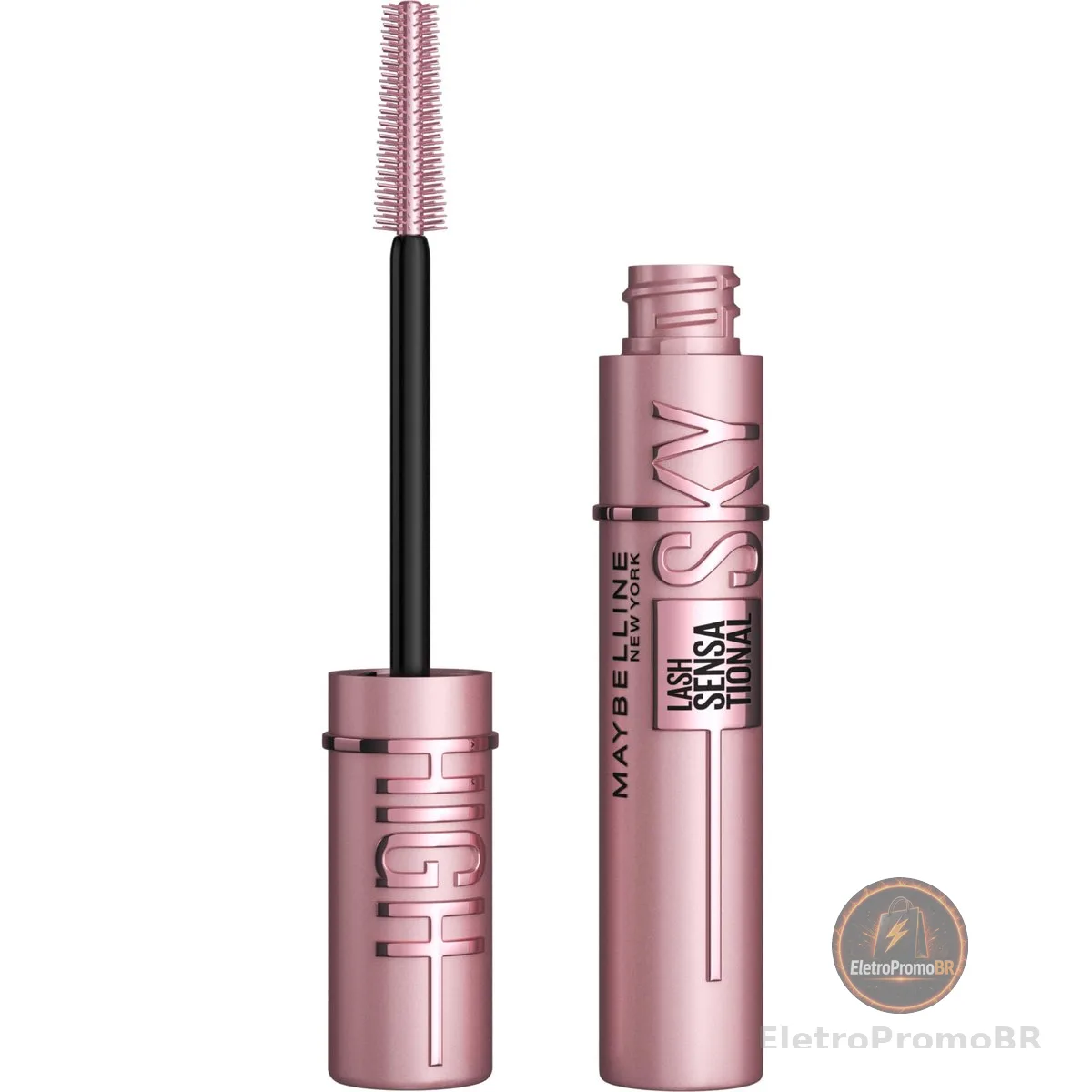 Maybelline NY Lash Sensational Sky High Máscara de Cílios Lavável, Escova Flexível, Alongamento Sem Limites com Extrato de Bambu e Fibras, Impacto de Todos os Ângulos, Preto 7,2ml