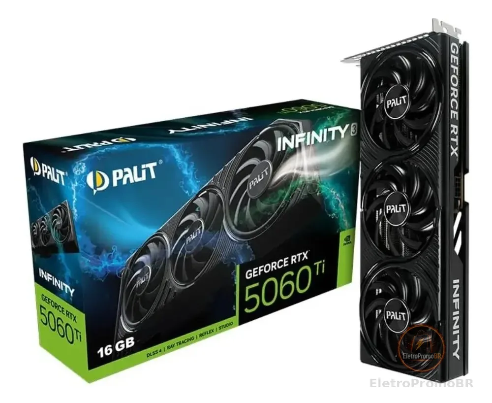 Placa de Vídeo Palit RTX 5060 Ti 16GB GDDR7 Ray Tracing 8K