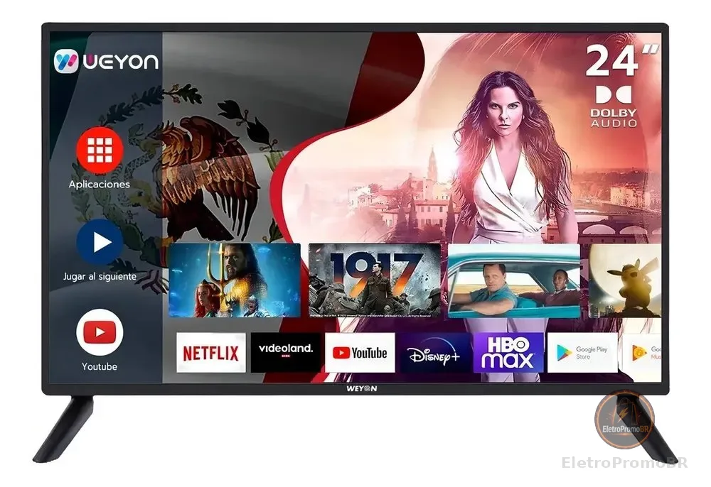 Smart Tv De 24" Weyon 24wdsnmx Com Tela Led Hd Android 14