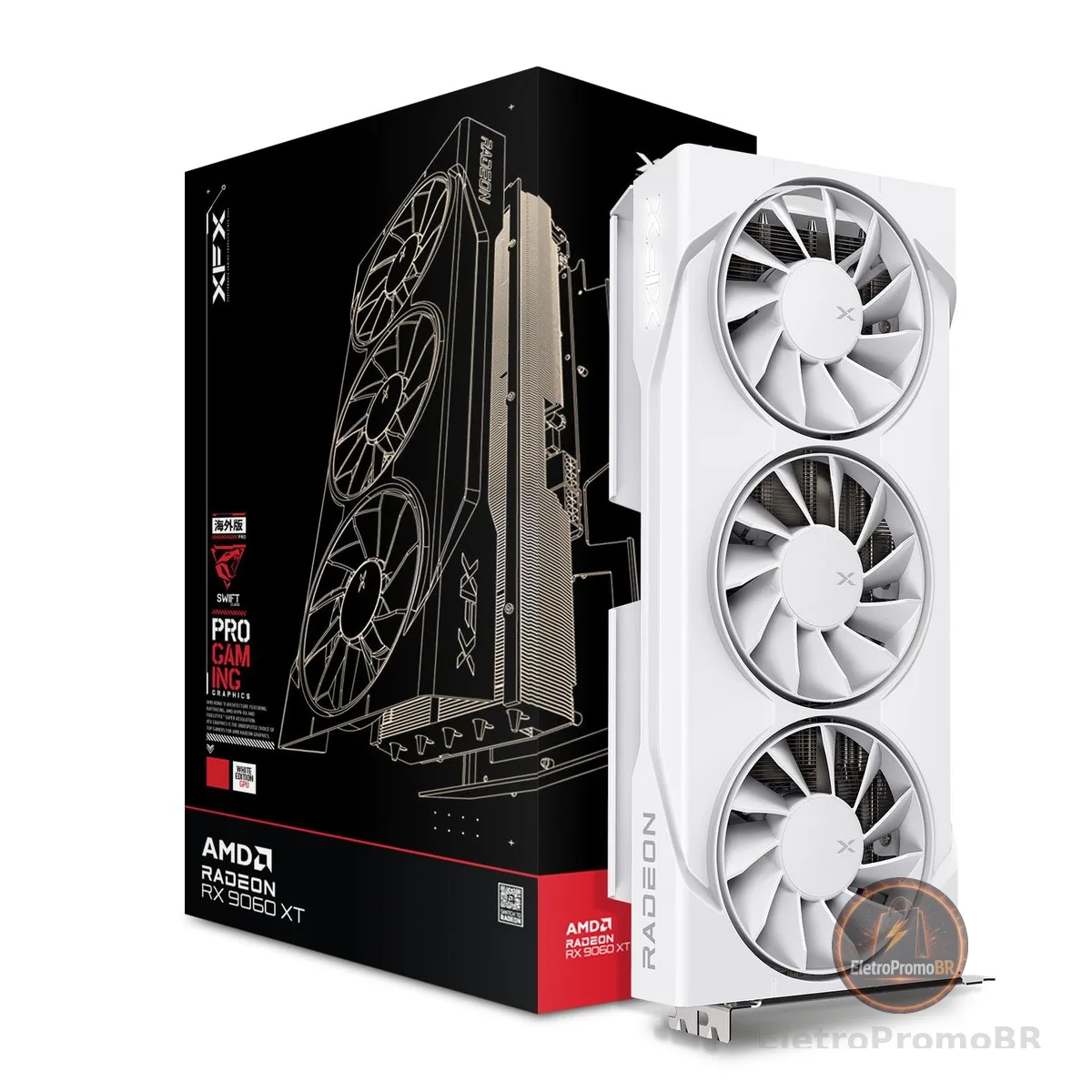 XFX Swift AMD Radeon RX 9060 XT OC Branco Triple Fan Gaming Edition 16GB RX 9060XT RX-96TS316W7