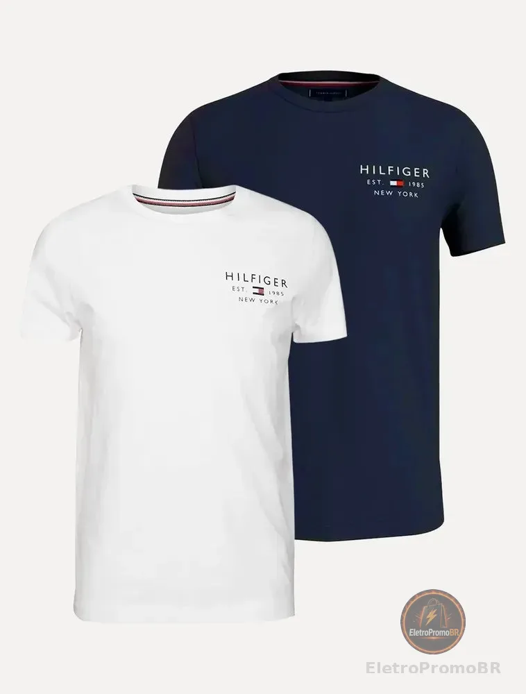 Kit Camisetas Tommy Hilfiger Brand Love Azul Marinho/branca Azul Marinho/branca Xl/gg