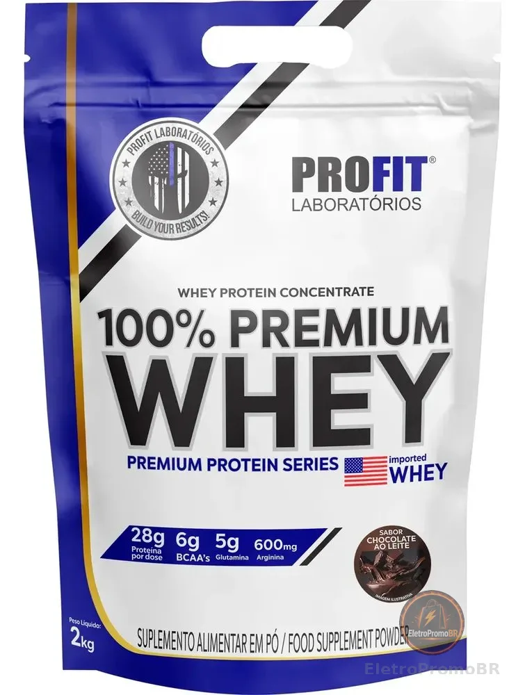 Whey Protein 100% Concentrado Premium 2kg - Profit Labs Sabor Chocolate