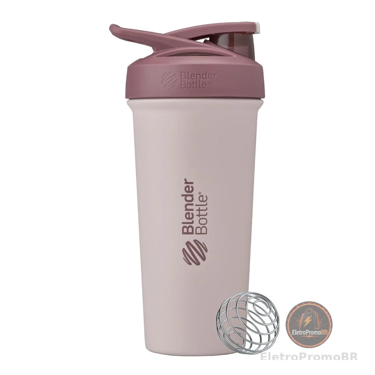 BlenderBottle Garrafa de água Strada Sleek Shaker Cup isolada de aço inoxidável com batedor de arame, 740 ml, vermelho/bronze (Sahara Sunset)