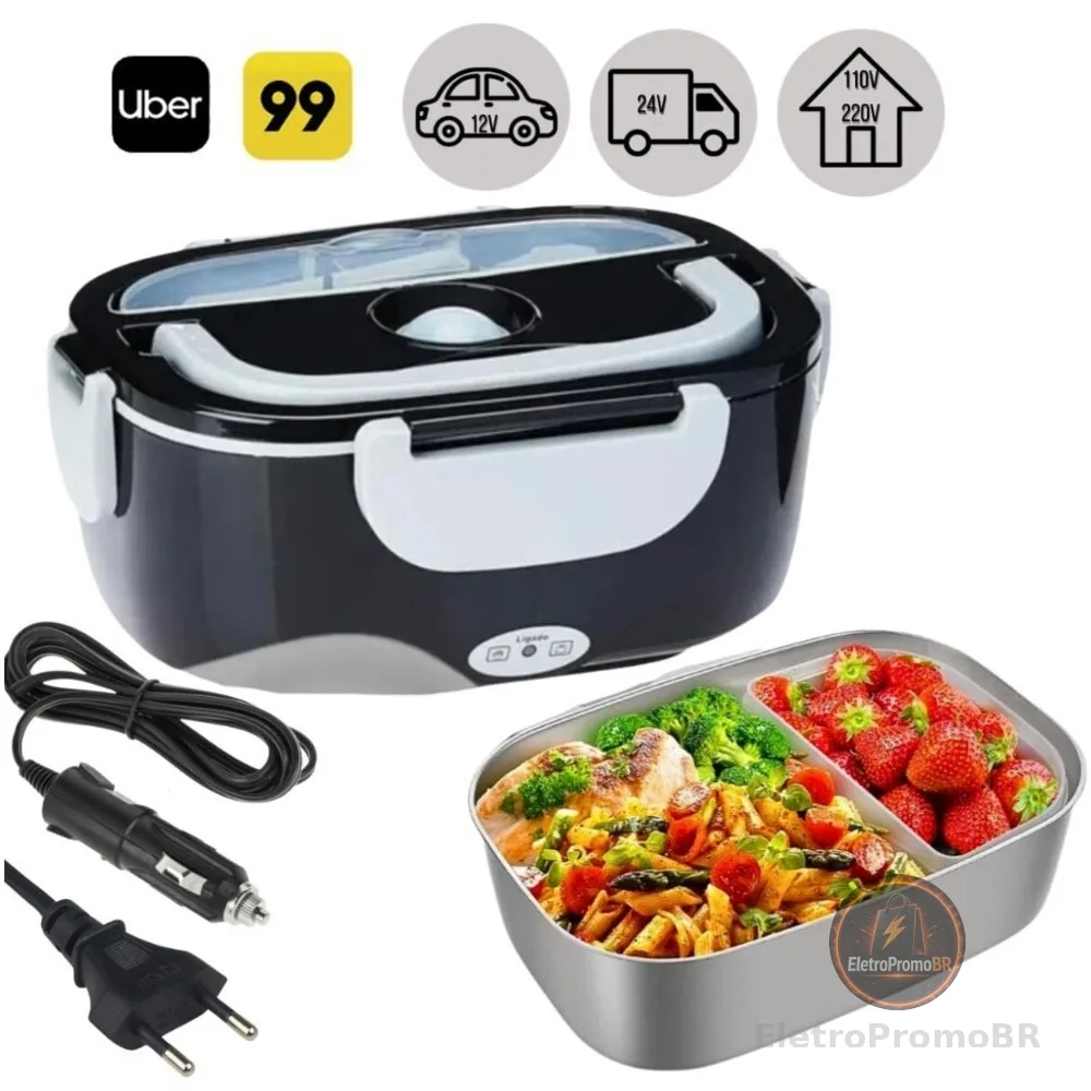 Marmita Elétrica Veicular Tomada Bivolt 110V/220V E 12V/24V - Marmita Térmica Para Comida