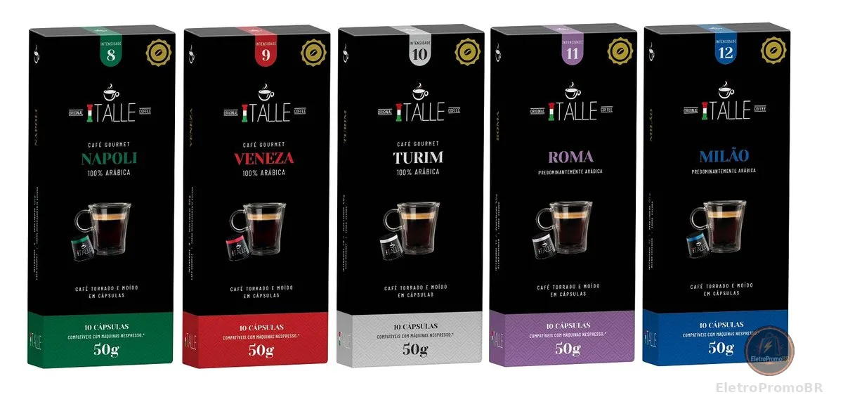 Cápsulas Compativeis Nespresso Café moido e torrado Cafe Italle 50 Und