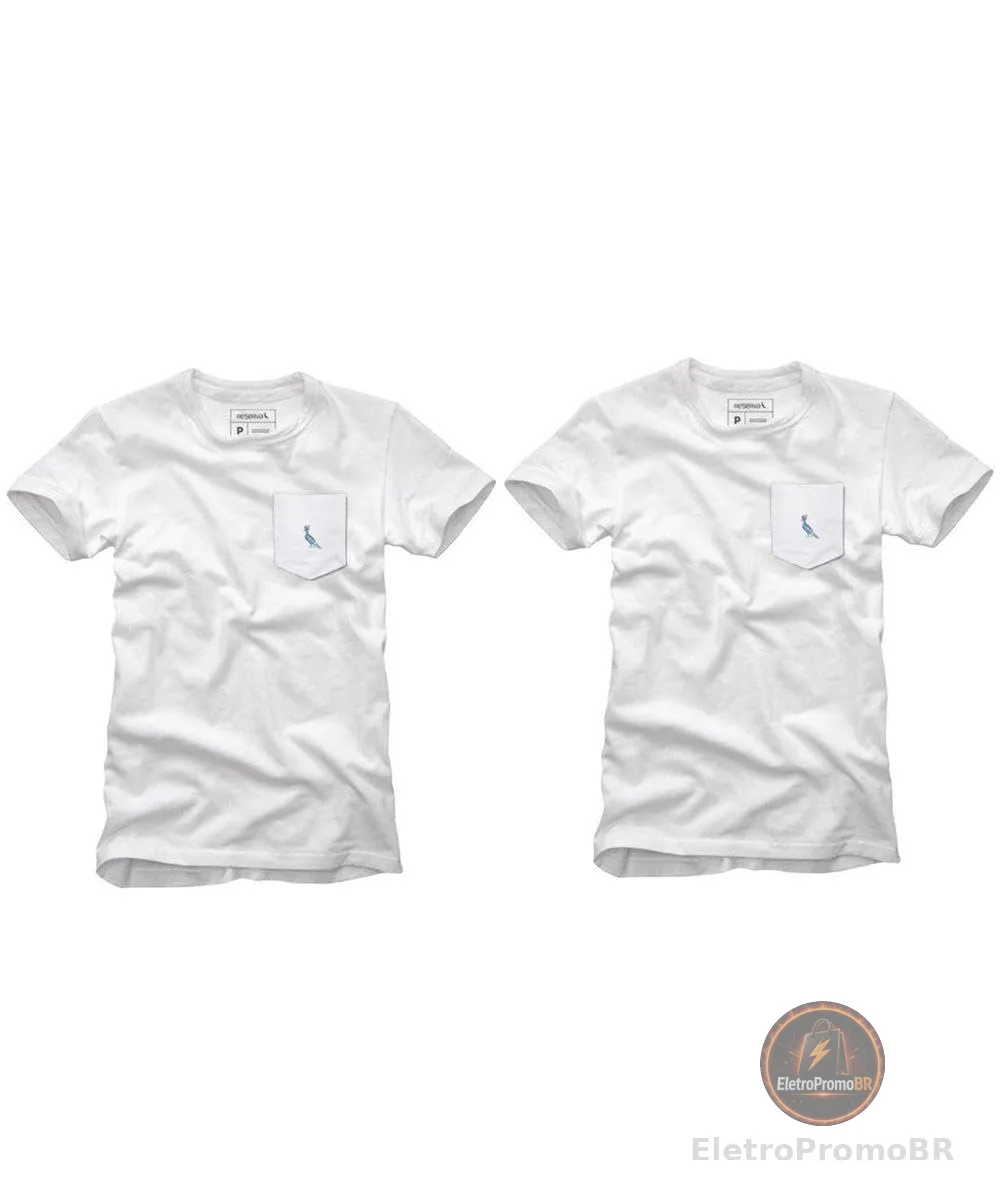 Kit 2 Camisetas Bolso Cb Pica-pau Xadrez Reserva Pai