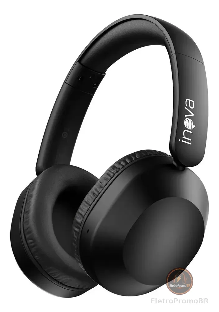 Fone De Ouvido Headphone Bluetooth 6.0 Sem Fio Premium Potente Super Bass Compatível, bateria de 50 Horas Para iPhone Samsung Xiaomi Redmi Lenovo Motorola Esportivo Caminhada Academia Cor Preto Inova