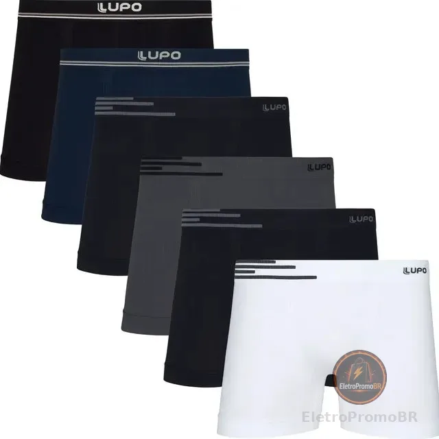 Kit 6 Cuecas Lupo Boxer Box Sem Costura Basic Microfibra
