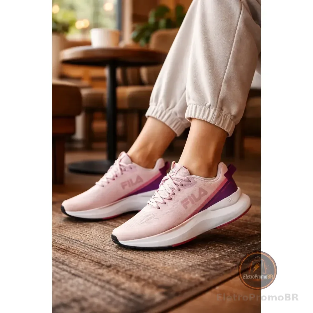 Tênis Fila Striker Confortável Leve Macio Resistente Espuma Rosa 37 Br
