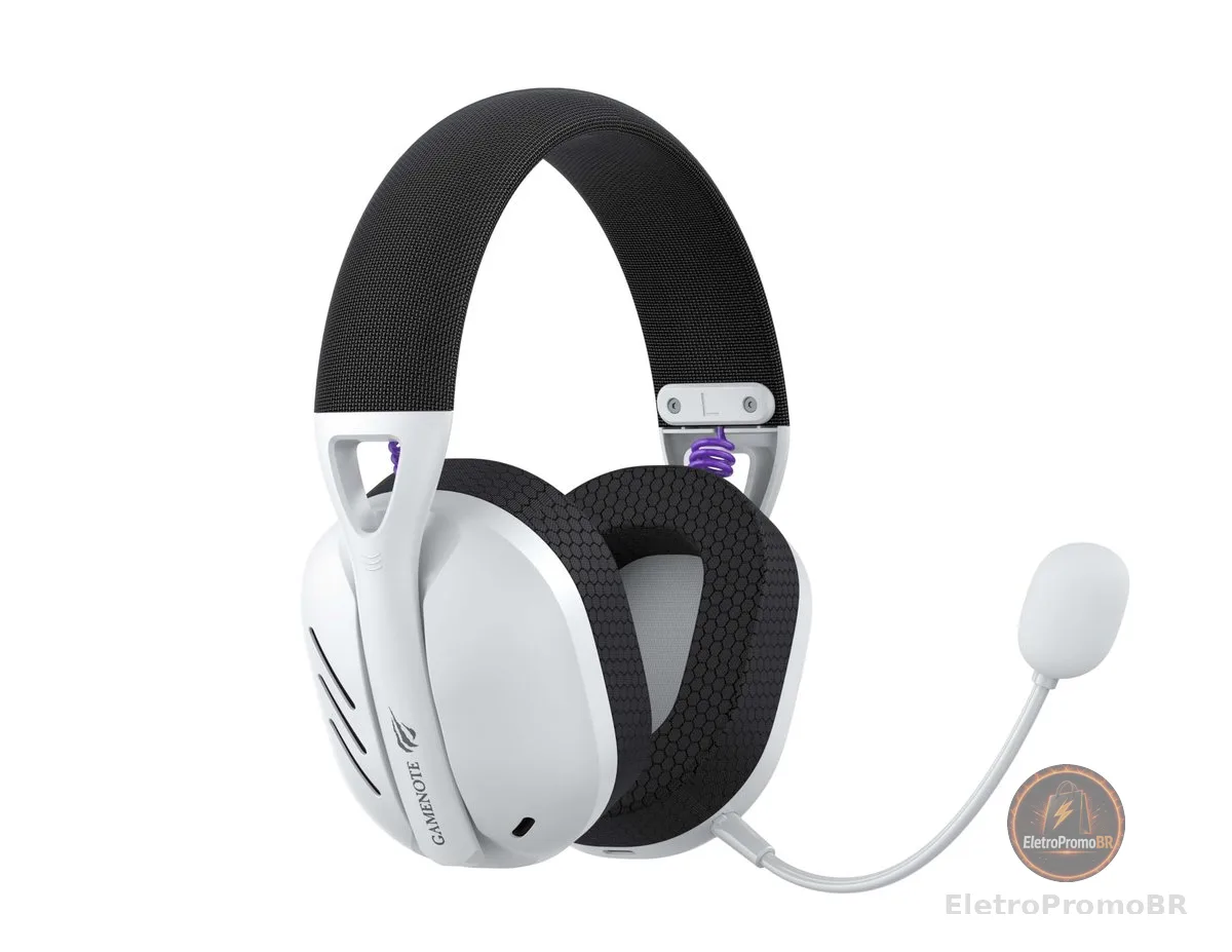Havit Fone de Ouvido Headset Gamer Fuxi-H3 White Black, Com Fio e Sem Fio, Wireless 2,4GHz, Bluetooth, Cabo USB-C, Cabo 3,5mm. Surround, Baixa Latência, Quad-Mode