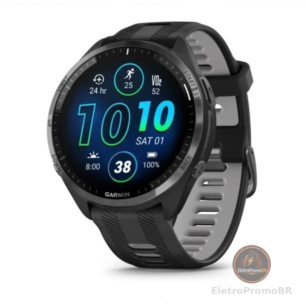 Garmin Relógio Forerunner 965 Preto 47mm com Monitor Cardíaco de Pulso e GPS