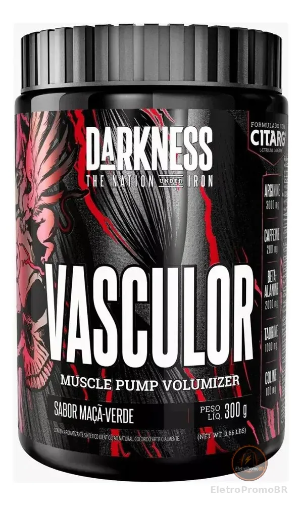 Suplemento Pó Darkness Nutricional/esportivo Pré Treino Beta-alanina Vasculor Muscle Pump Volumizer 300g Maçã Verde
